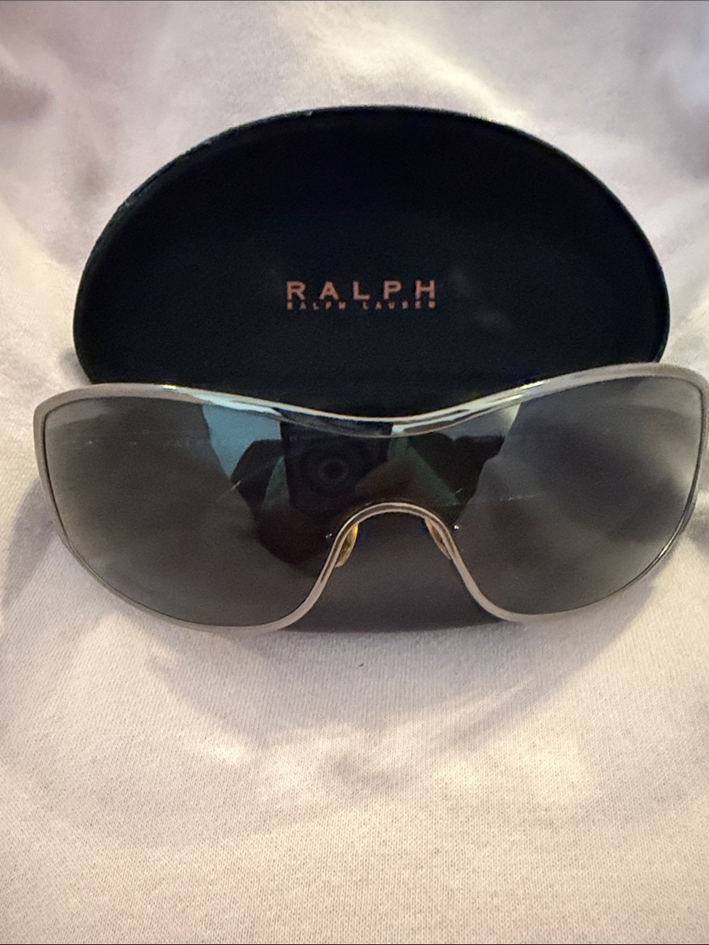 Ralph Lauren Women's Silver-Trim Black Gradient Shield Sunglasses RA4007